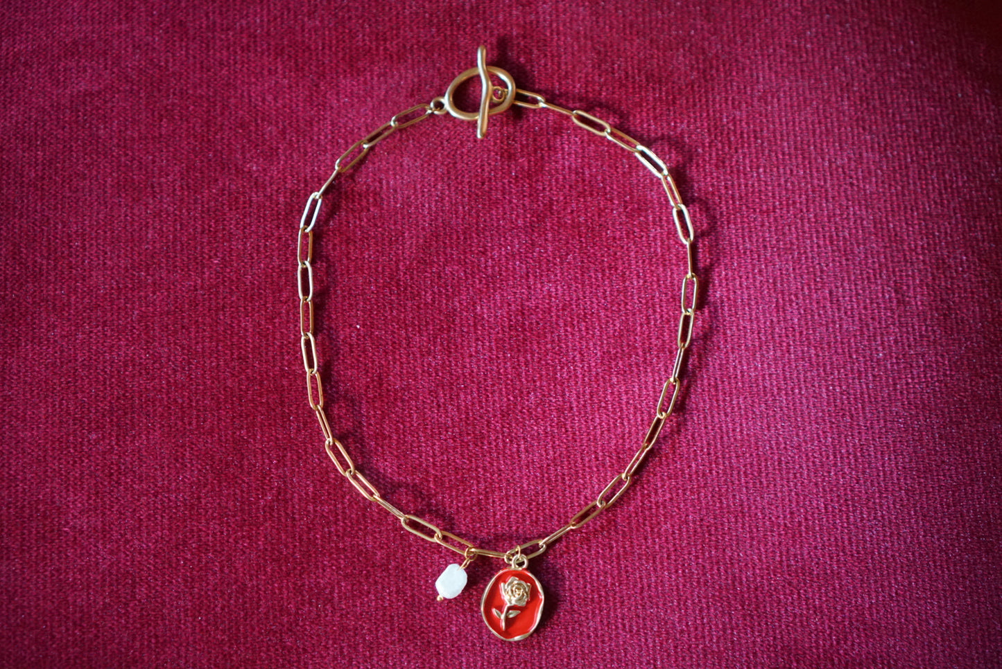 Elegant Necklace with Genuine Pearl Pendant Stainless Steel Jewelry