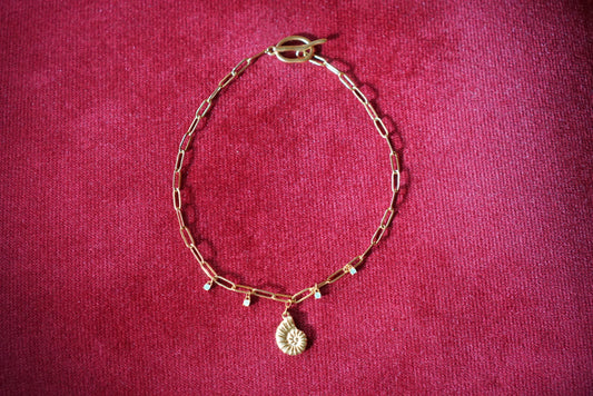 Elegant Fossil Charm Necklace Stainless Steel Jewelry