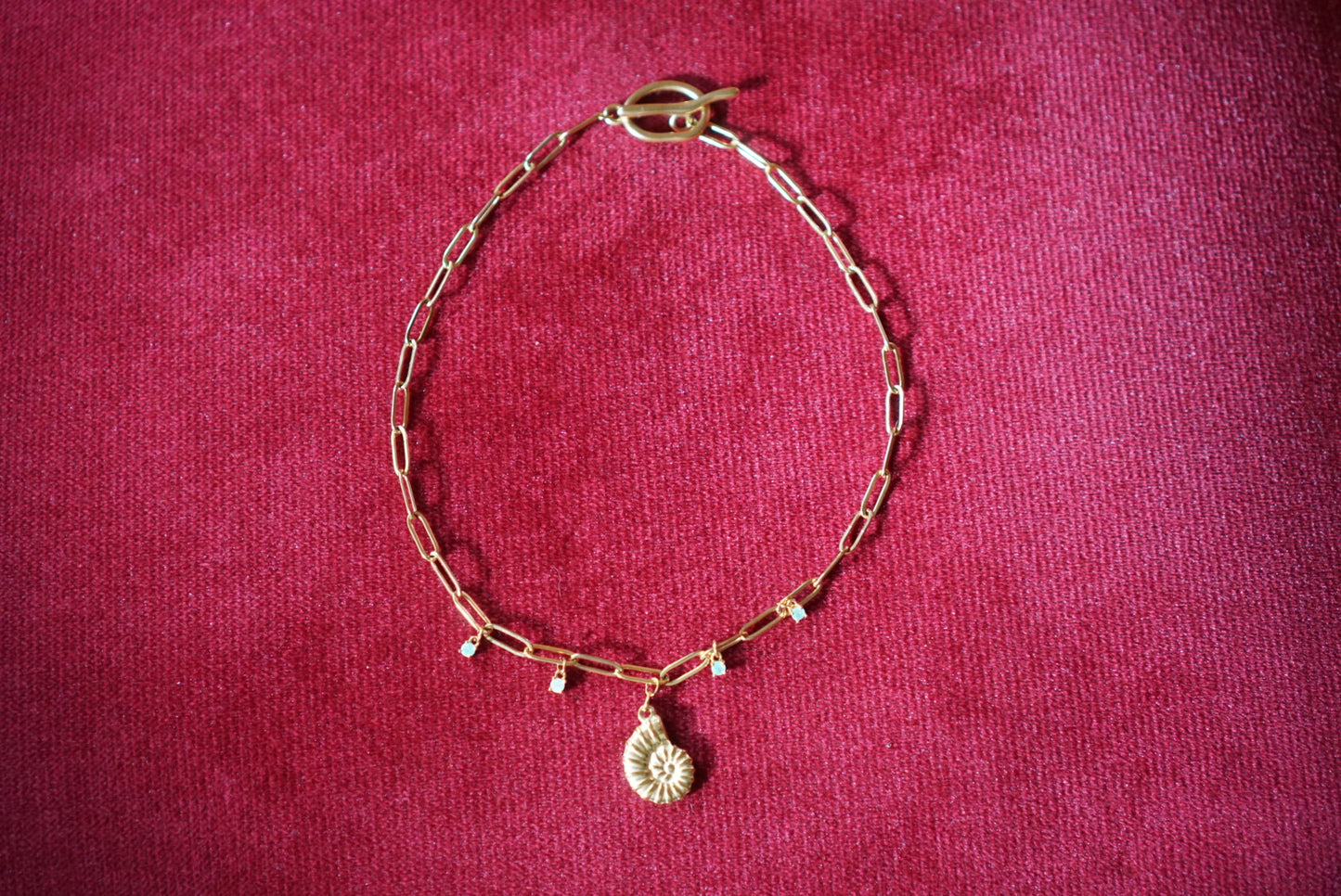 Elegant Fossil Charm Necklace Stainless Steel Jewelry