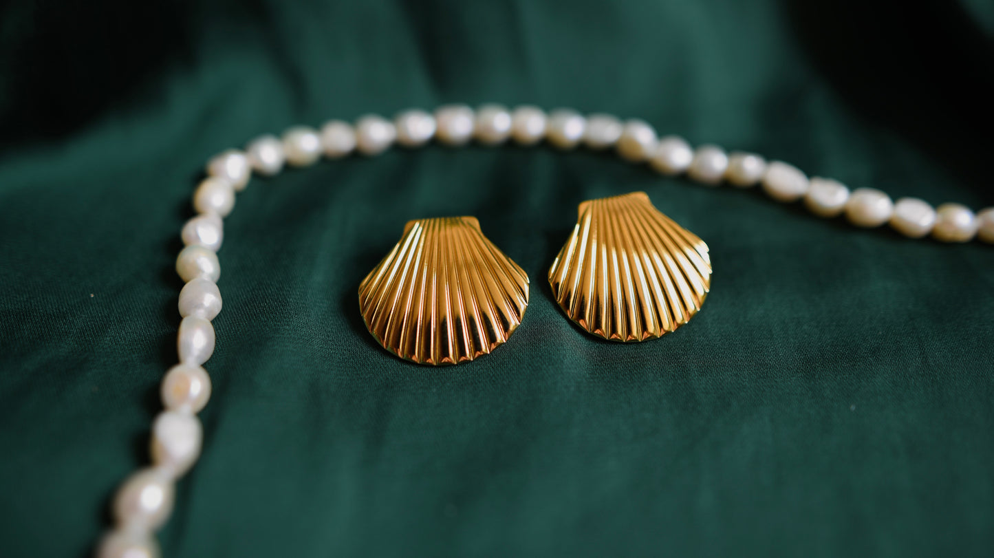 Golden shell-shaped earrings