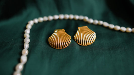 Golden shell-shaped earrings
